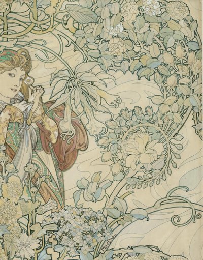 Tekstil design af Alphonse Mucha