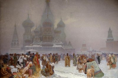 Afskaffelsen af livegenskab i Rusland, 1914 af Alphonse Mucha