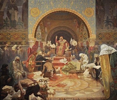 Den bulgarske zar Simeon Cyklus Det slaviske epos af Alphonse Mucha