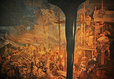 Forsvaret af Sziget mod tyrkerne af Nicholas Zrinsky Cyklusen Det slaviske epos af Alphonse Mucha