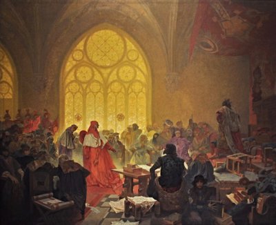 Hussit-kongen George af Podebrady Cyklus Det slaviske epos af Alphonse Mucha