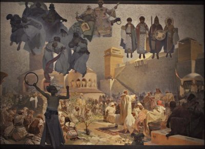 Indledningen af den slaviske liturgi Cyklus Det slaviske epos af Alphonse Mucha