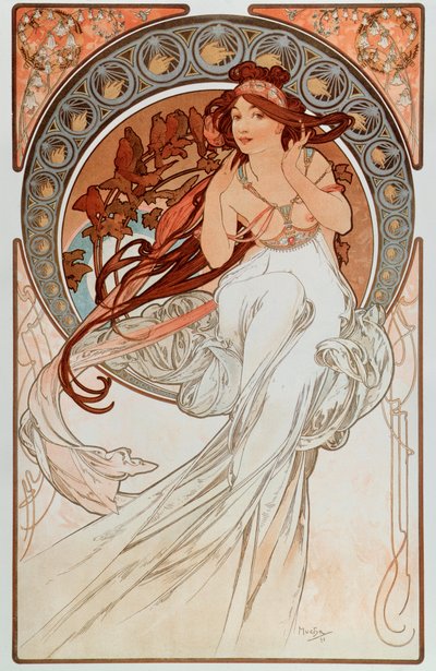 Musikken. Fra en række litografier af Alphonse Mucha