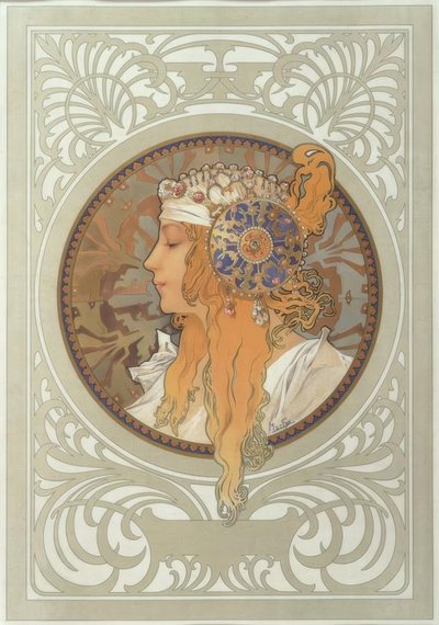 Tête byzantine: Blond af Alphonse Mucha