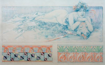 Foreløbig tegning til tabel 4 af Alphonse Mucha