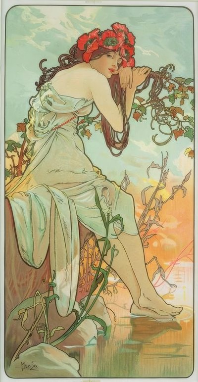 Sommer af Alphonse Mucha