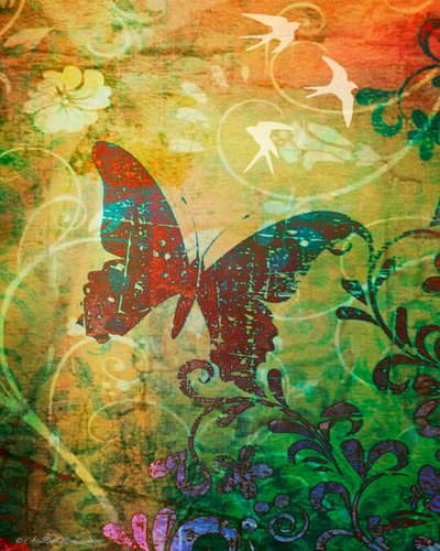 Butterfly Haiku, 2014, (digital mixed media phoneography) af AlyZen Moonshadow