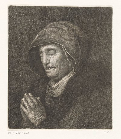 Gammel kvinde beder (Rembrandts mor) af Amalie Baader