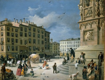 Amanzia Guerillot Inganni, Piazza del Duomo, 1850 af Amanzia Guérillot