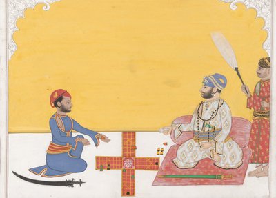Maharaja Sovan Singh spiller Pachisi, K. 1868. af Ambav