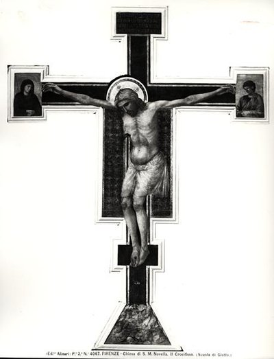 Korsfæstelsen (tempera på panel) (s/h foto) af Ambrogio Bondone (school of) Giotto