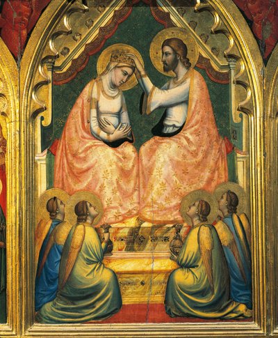 Jomfruens kroning (tempera på panel) af Ambrogio Bondone (workshop) Giotto
