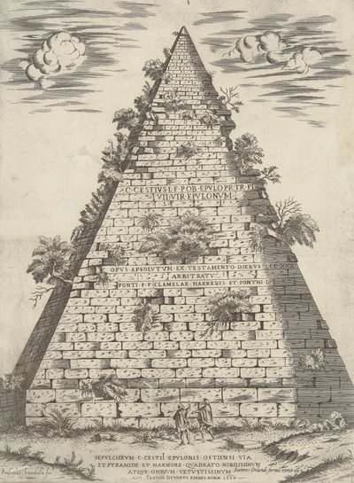 Graven af ​​C. Cestii Epulon blev vist ved vejen og pyramiden og den firkantede marmor, den ædleste og den ældste af alle af Ambrogio Brambilla