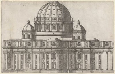 Længdeudsigt over Peterskirken, Rom af Ambrogio Brambilla, after Michelangelo