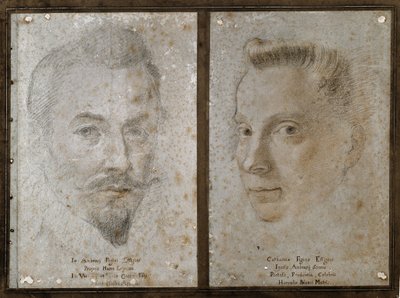 Selvportræt og portræt af malerens søster (Tegning af Ambrogio Giovanni Figino