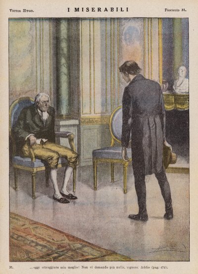 Illustration til Les Miserables af Victor Hugo (farvelitografi) af Ambrogio Lombardi