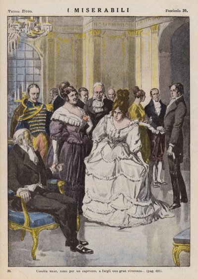 Illustration til Les Miserables af Victor Hugo (farvelitografi) af Ambrogio Lombardi