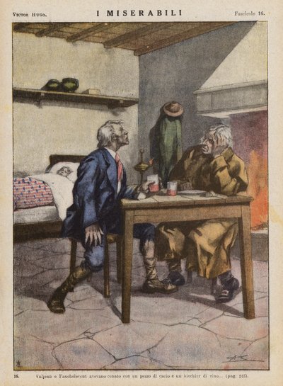 Illustration til Les Miserables af Victor Hugo (farvelitografi) af Ambrogio Lombardi