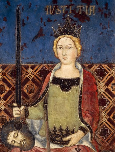 Allegori om god regering, retfærdighed, detaljer fra Allegory og virkninger af god og dårlig regering på by og land af Ambrogio Lorenzetti