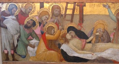 Ambrogio lorenzetti, madonna med barn og helgenerne m. maddalena og marta, compianto, 02 af Ambrogio Lorenzetti