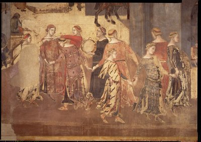Effekter af god regering i byen, detaljer om dansere og tamburinspillere, 1338-40 af Ambrogio Lorenzetti