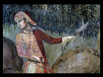 Virkninger af god regering på landet, detalje af en falkoner, 1388-40 af Ambrogio Lorenzetti