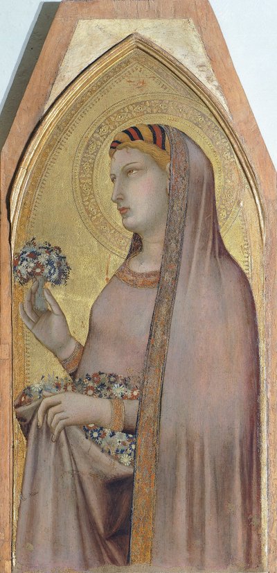 Skt. Dorothea, detalje fra Triptykon, der forestiller Madonna og barn med Maria Magdalena og Skt. Dorothea af Ambrogio Lorenzetti (1290-ca 1348), olie på træ af Ambrogio Lorenzetti