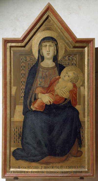 Jomfru Maria og Jesusbarnet - tempera på træ af Ambrogio Lorenzetti