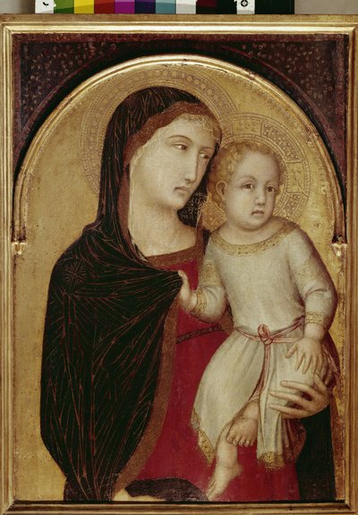 Jomfru og barn (tempera og bladguld på træ, ca. 1335) af Ambrogio Lorenzetti