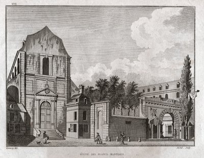 Kirken Blancs Manteaux i Marais-distriktet i Paris. omkring 1780 (gravering) af Ambroise Louis Garneray