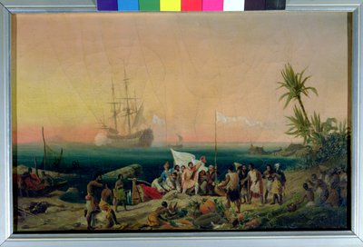 Jean de Bethencourt (ca. 1360-1425), Norman Navigator, opdager øen Lanzarote i 1402, 1848 af Ambroise Louis Garneray