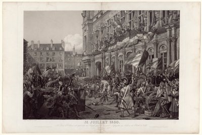 Hertugen af Orléans blev præsenteret for folket af general La Fayette på balkonen på Hôtel de Ville den 31. juli 1830. af Ambroise Louis Garneray
