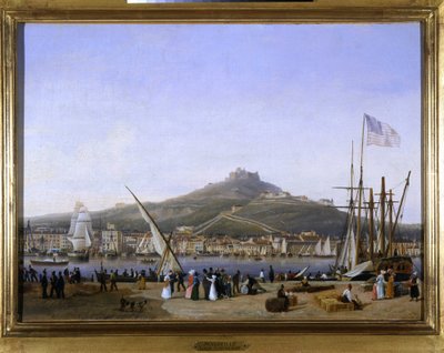 Marseille Havn af Louis Garneray, sd. ca. 1820, Olie paa Lærred, H. 0,330; L. 0,460. CCIP Coll. af Ambroise Louis Garneray