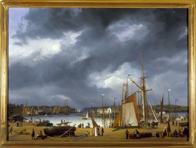 The Port of Dieppe af Louis Garneray, sd. ca. 1820, Olie paa Lærred, H. 0,330; L. 0,460. CCIP Coll. af Ambroise Louis Garneray