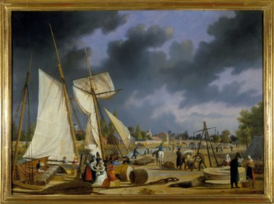Havnen i Caen, af Louis Garneray, sd. ca. 1820, Olie paa Lærred, H. 0,330; L. 0,460. CCIP Coll. af Ambroise Louis Garneray