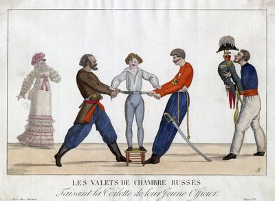 Toilet af en ung russisk officer - Garneray, Ambroise Louis (1783-1857) - ca. 1815 - Radering, akvarel - 24x32,6 - Privat Samling af Ambroise Louis Garneray