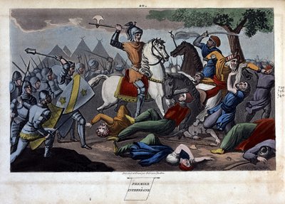 Slaget ved Poitiers: Charles Martel besejret mellem Tours og Poitiers Abd al-Rahman I eller Abderamane I (Abd al-Rahman) (731-788), konge af Saracens i 732 - Designet og indgraveret af Ambrose Tardieu i 1825. af Ambroise Tardieu