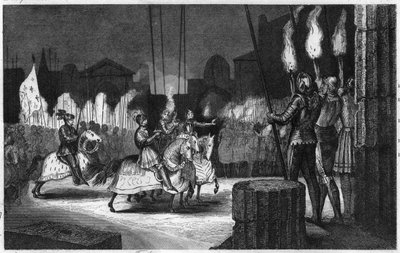 Karl VIII går ind i Rom i 1494 for at blive erklæret Kejser af Orienten - Karl VIII (1470-1498) gik ind i Rom den 31. december 1494. Han blev erklæret Kejser af Orienten, før han tog til Napoli for at hævde sine rettigheder dér - Indgravering af 1825 i “ F af Ambroise Tardieu