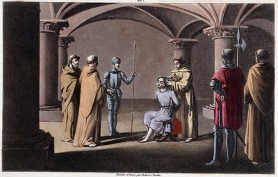 Childeric III detronerer og omslutter af Pepin le Brief i et kloster i Saint Omer mellem 742 og 749. Tegninger og grav af Ambroise Tardieu i 1825. af Ambroise Tardieu