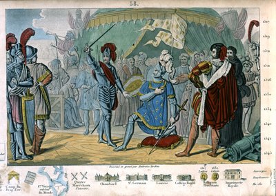 Frans I af Frankrig anmoder om at blive slået til ridder af Chevalier Bayard efter sejren i slaget ved Marignano, Italien af Ambroise Tardieu