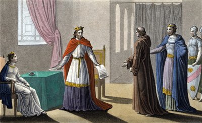 Ludvig VII begyndte det 2. korstog efter råd fra Saint Bernard de Clairvaux (San Bernardo di Chiaravalle) og på trods af modstand fra Abbé Suger, til hvem han overlod administrationen af kongeriget under hans fravær og dronning Alienor af Aquitaine. af Ambroise Tardieu
