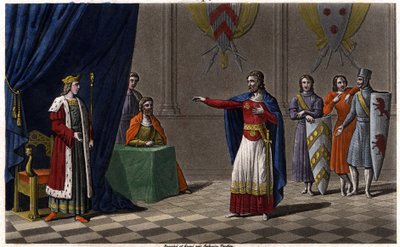 Louis V le Faineant (ca. 967-987), udråbt til konge af Frankrig ved beskyttelse af Hugues Capet, fremtidig konge af Frankrig, i 986 Tegn og grav af Ambroise Tardieu i 1825. af Ambroise Tardieu