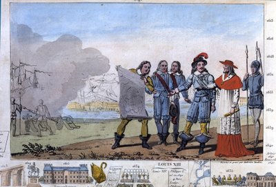 Louis XIII (1601-1643) og kardinal Richelieu ved sædet i La Rochelle, place d