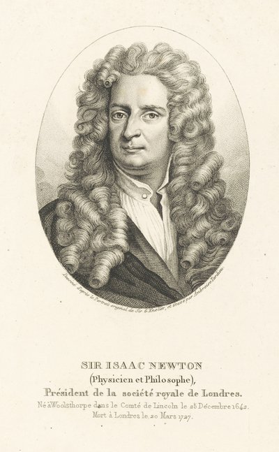 Portræt af Sir Isaac Newton 1642-1727, ca. 1830-1840. af Ambroise Tardieu