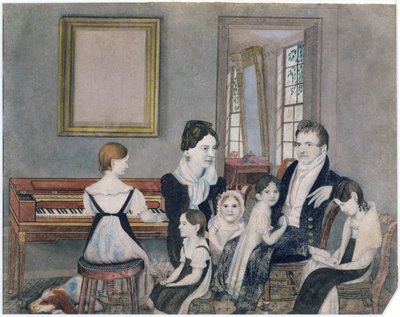 Familien Schuyler, 1824 (wc på papir) af Ambrose Andrews