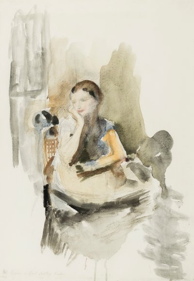 Helen, 1917 (blyant, pensel & wc på papir) af Ambrose McEvoy