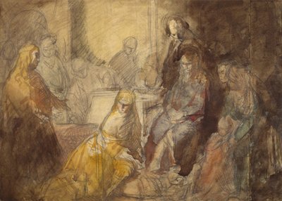 Maria Magdalene salver Kristi fødder (blyant og akvarel) af Ambrose McEvoy