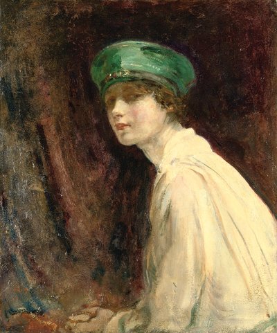 "Den grønne hat", et portræt af fru Claude Johnson, 1918 af Ambrose McEvoy