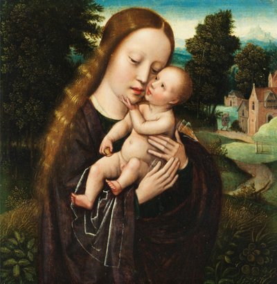Ambrosius Benson Maria med barnet i landskab af Ambrosius Benson