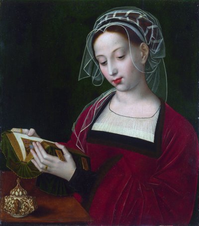 ""Mary Magdalene læser"" Maleri af Ambrosius Benson (1495-1550) omkring 1525 London National Gallery af Ambrosius Benson